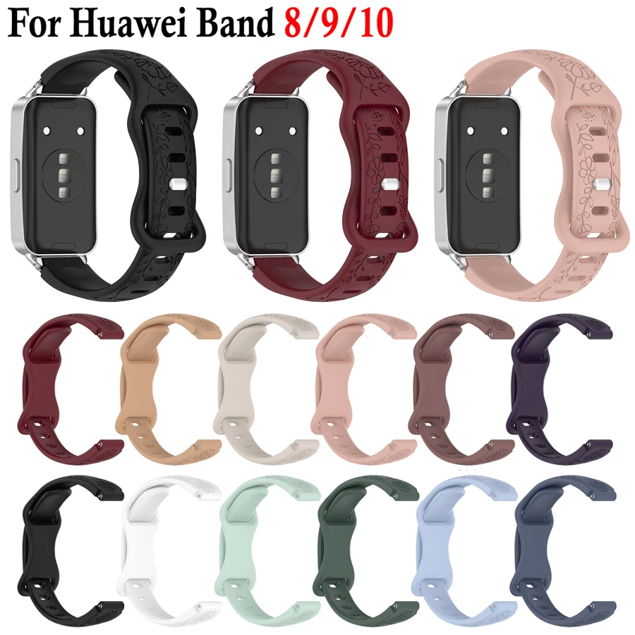 3D силиконовый ремешок для Huawei Band 10 9 8, спортивный дышащий ремешок для часов, сменный браслет для Huawei Band 8 9 10, браслет
