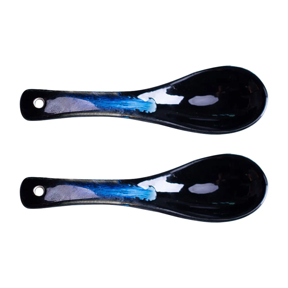 

2Pcs Ceramic Spoon Set Smooth Surface Stirring Soup Dessert Coffee Tea Breakfast Spoons Ceramic Spoon Spoons