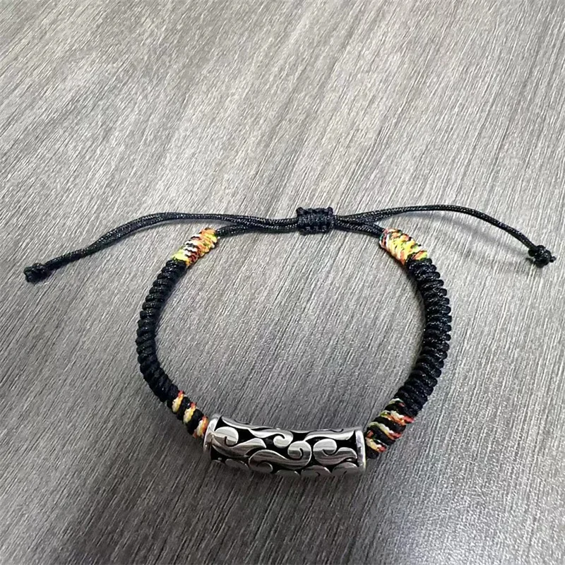 Classic Lines Flower Tube Bracelet For Men Jewelry Trendy Braided Rope Bracelet Male Hand Accessories 30cm