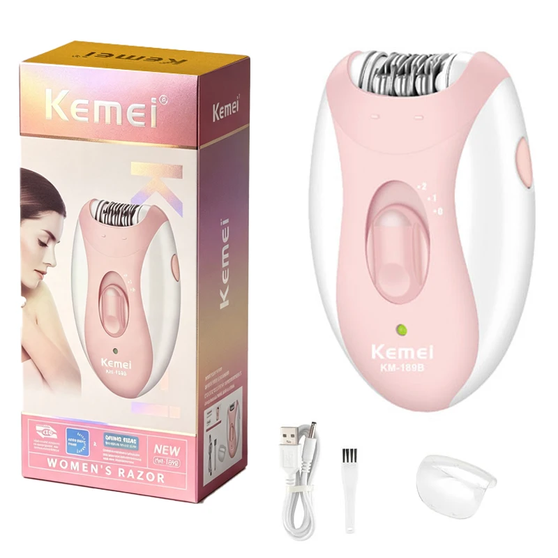 Kemei depilador elétrico feminino, depilação facial, corpo, senhora, biquíni, pernas, braços, removedor de pelos de axilas, recarregável