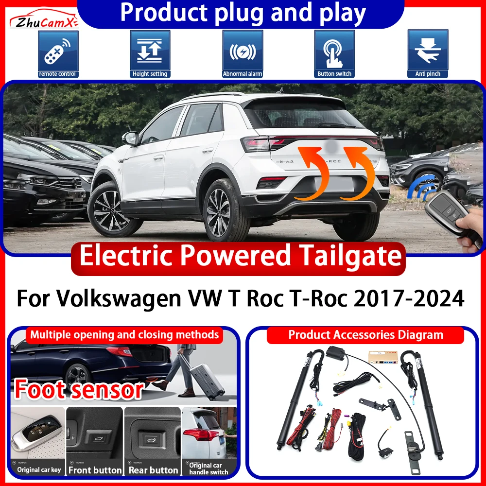 ZhuCamX Electric Powered Tailgate for Volkswagen VW T Roc T-Roc 2017-2024 System anti pinch Smart Intelligent Control Gate Lift