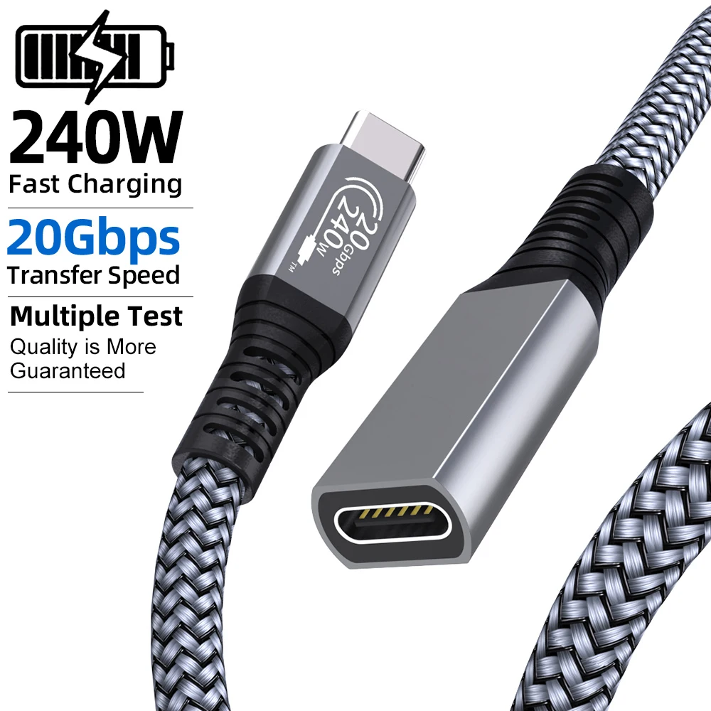 1/2Pcs Thunderbolt4 USB3.2 Gen2 Type‑C Male to Female Extension Cable 20Gbps 240W 4K 0.3m 1m 2m 3m