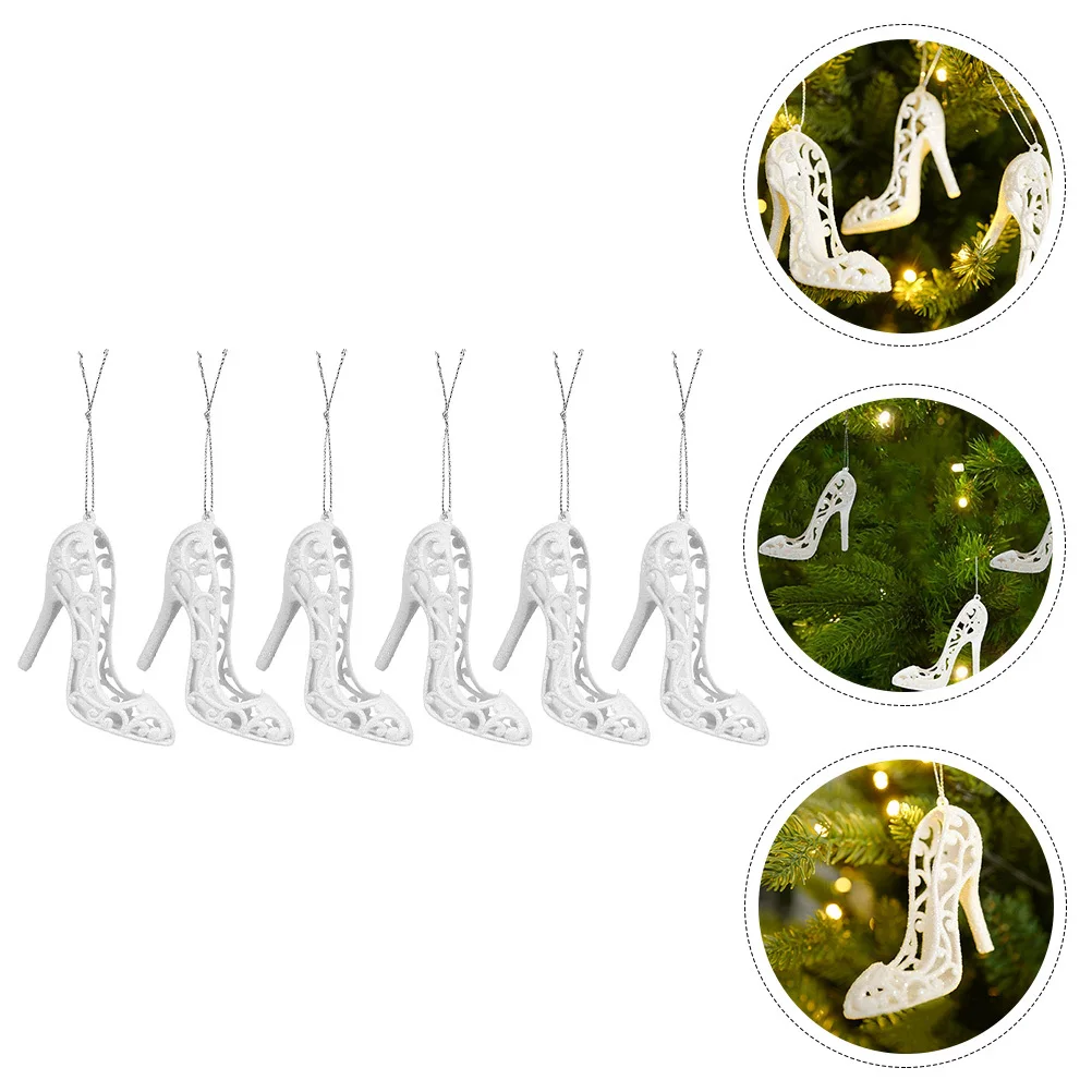 

6Pcs High Heeled Shoes Christmas Tree Pendant Hanging Ornament Xmas Decoration for Holiday Party Warm Festive Layout Pendant