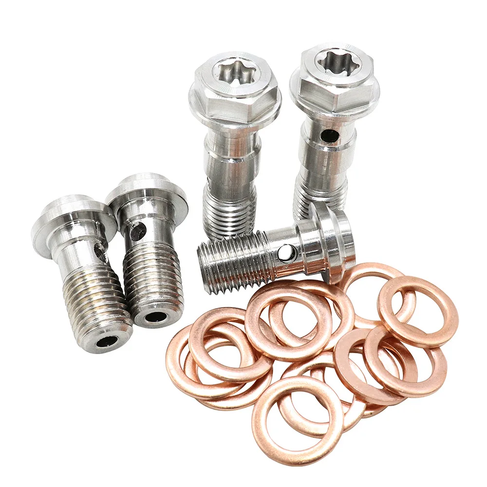 Universal 304 Stainless Steel Motorcycle Brake Caliper Banjo Bolt Bleed Screw Nipple M10X1.0MM/1.25MM For Honda Yamaha Kawasaki