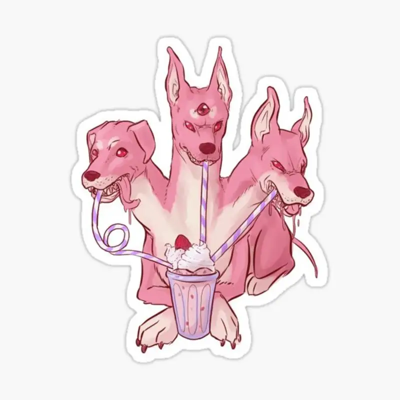 Strawberry Cerberus stiker untuk Laptop dekorasi kamar tidur mobil lucu kartun seni modis koper umum