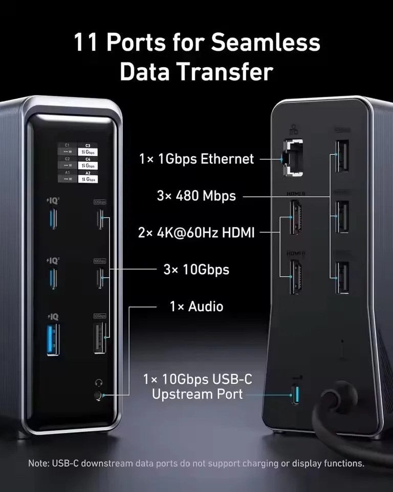 Anker Prime charging 160W 14 in 1 Desktop Charge Docking Station type-C Smart Control Screen Display 10Gbps Dual 4K ThreeScreen