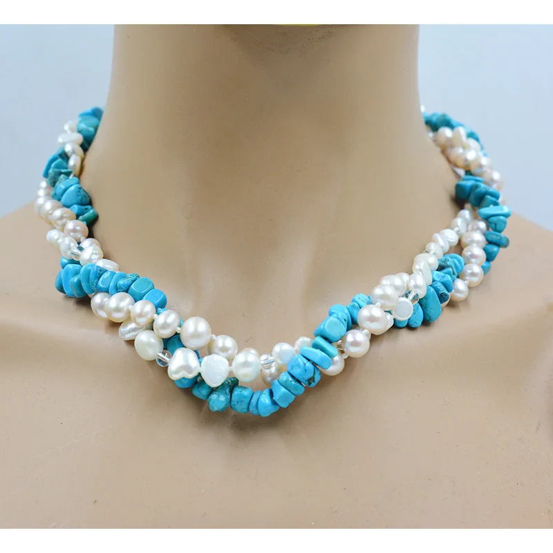 

8MM unique natural baroque pearl 2 strand necklace. Ladies high-grade beautiful jewelry 45CM