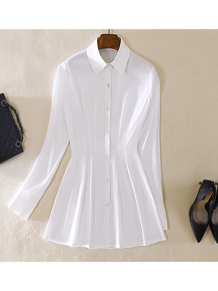 

French Retro Long Sleeved White Pure Cotton Shirt For Women Summer Thin Design Sun Protection Lazy And Wrinkle Resistant Shirt