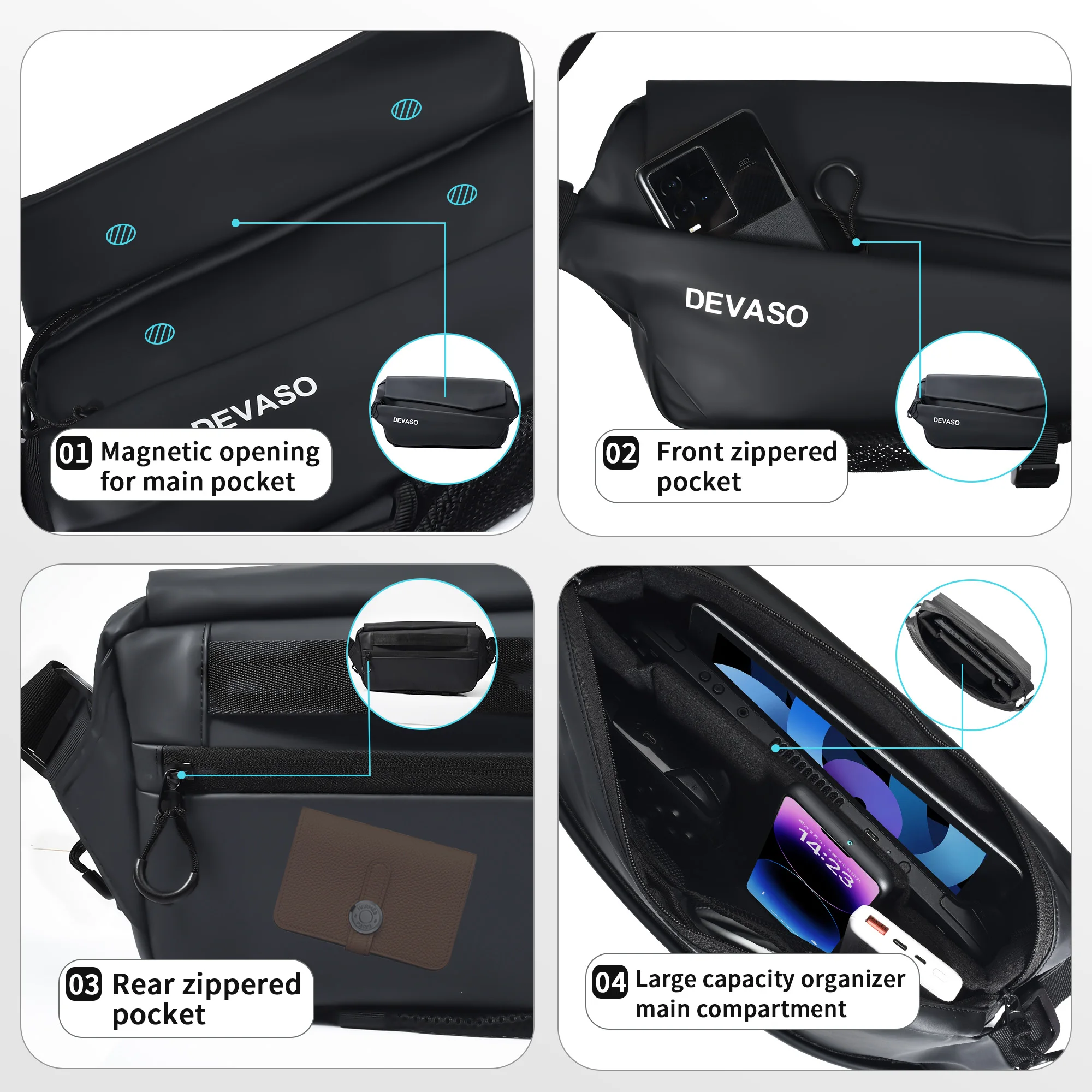 Funda de hombro para consola de juegos Steam Deck, accesorios de PU, gran espacio para Ipad/Steam Deck Oled/Switch/ROG AIIy/PS Portal