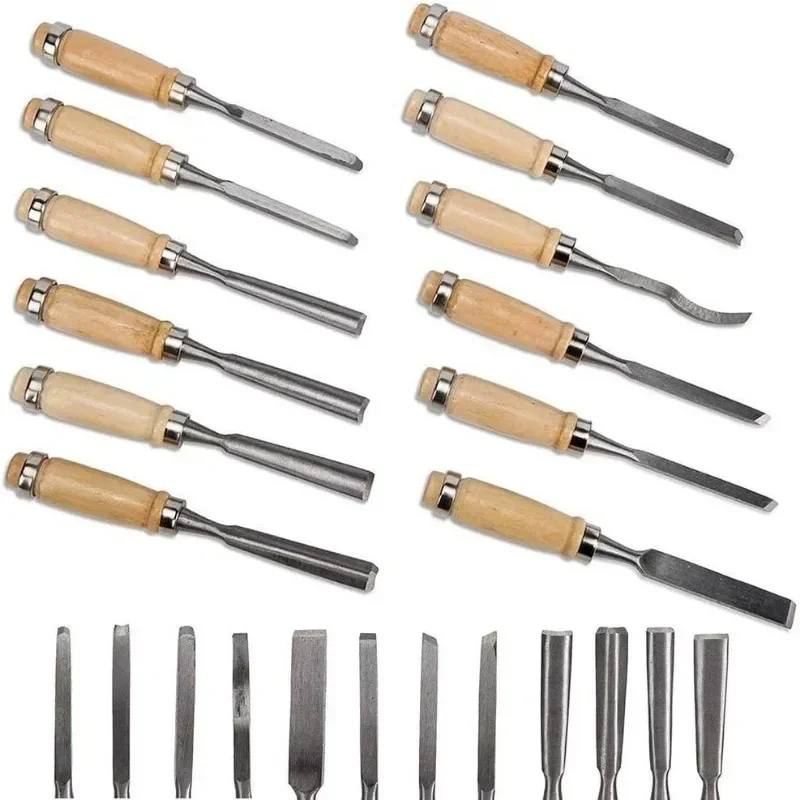 Professional Wood Carving Chisel Set - 12 Piece Sharp Woodworking Tools w/Carrying Case - Great for Beginners&Skilled, Curved