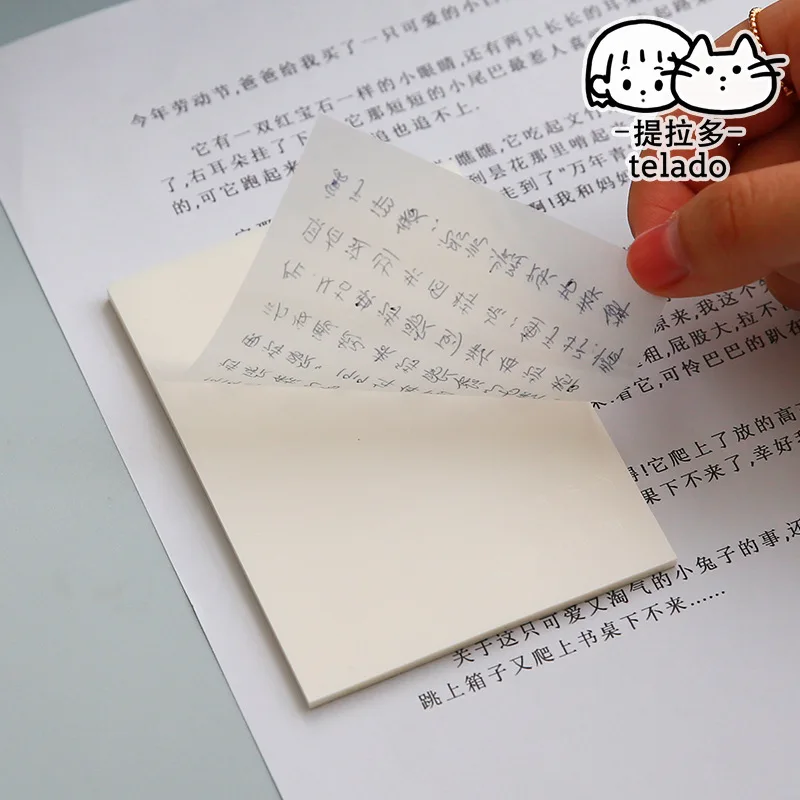 PET Waterproof Transparent Notes for Students Do Not Block Key Mark Notes Kawaii School/Office Supplies Statistics Note Pad
