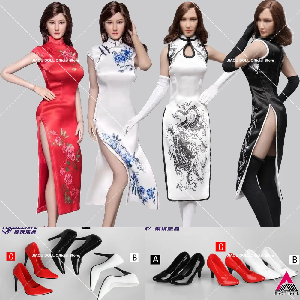 

ZYTOYS 1/6 ZY5034 ZY5042 Cheongsam High Fork Dress TCT-012 TCT-013 Shoes Model Fit 12'' Female Soldier Action Figure Body Dolls
