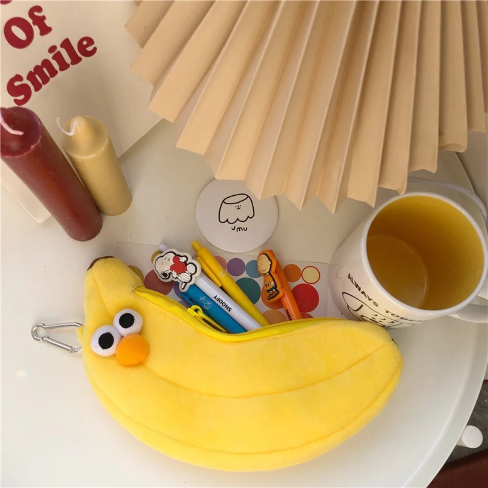 Frango Perna De Pelúcia Pencil Bag, Banana Shape Pencil Case, Saco de maquiagem cosmético de grande capacidade, Artigos de papelaria, Presente