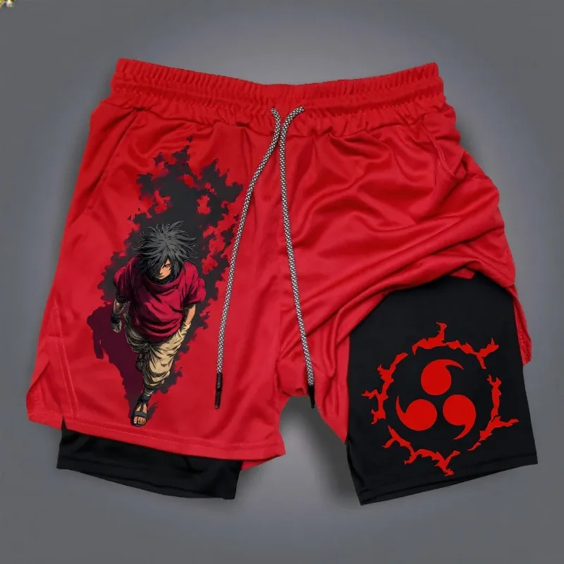 

Наруто 2025, новые двойные шорты с японской анимацией и периферийным принтом, американские летние мужские повседневные свободные спортивные дышащие брюки