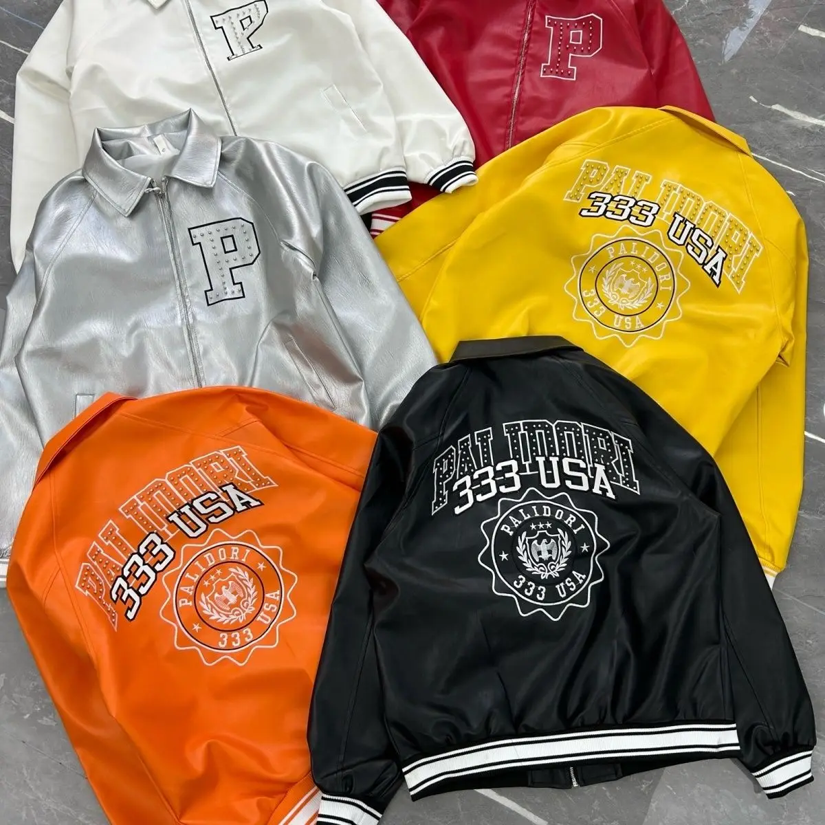 

American vintage motorcycle unisex jackets PU coats letters embroidered leather jacket lapel retro baseball casual men clothing