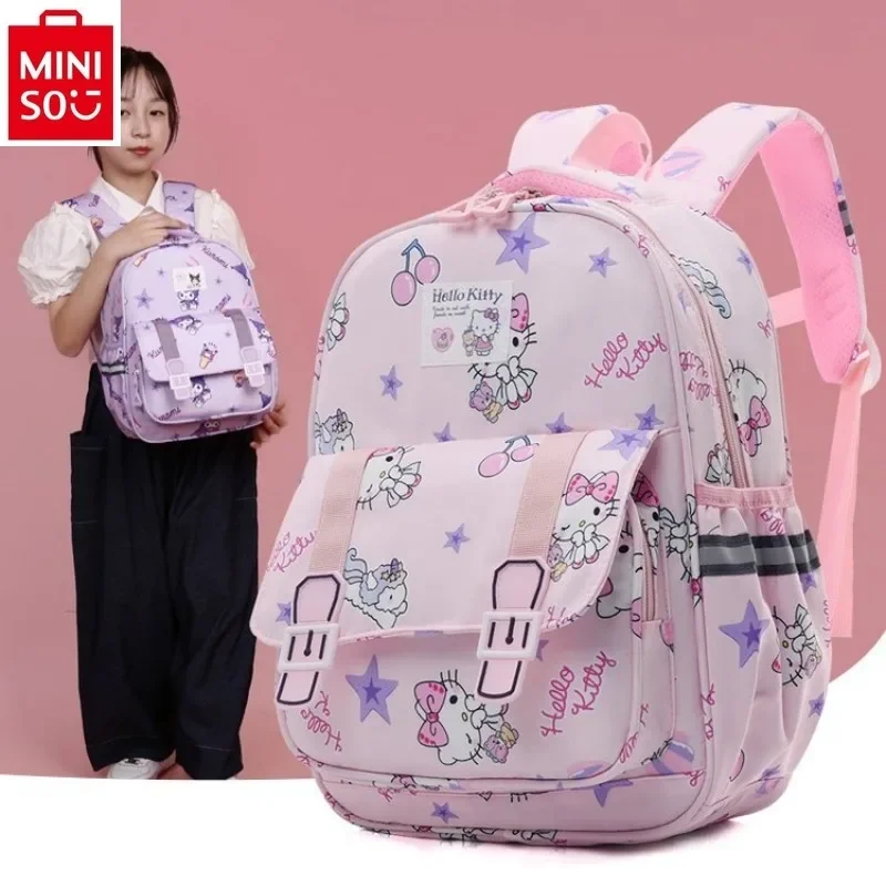 

MINISO 2024 Новый мультяшный Hello Kitty Kuromi рюкзак для студентов Высокое качество удобный рюкзак на плечо