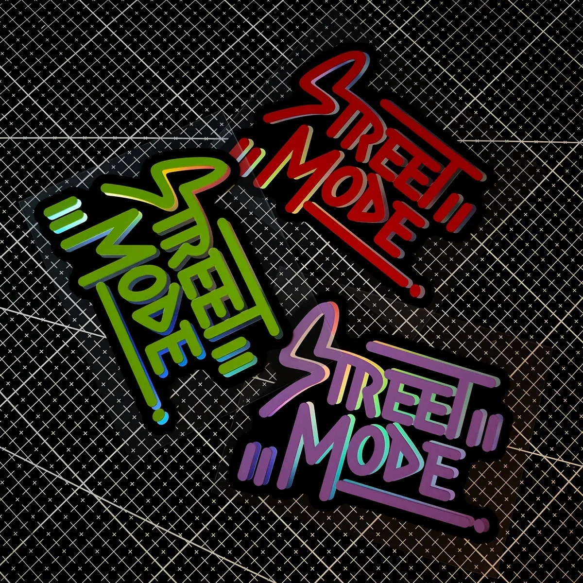 1 piece STREET MODE car sticker - Street Mode theme with laser and light effect - for electric vehicles and bicycles