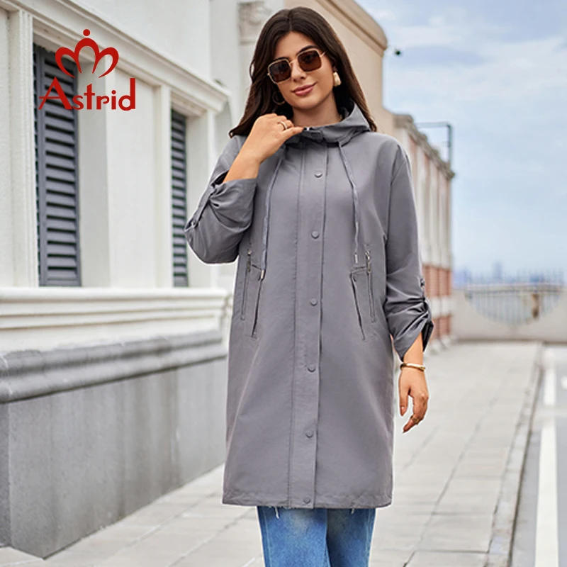 Astrid New Women's Trench Coat Women Jacket Plus Size Hooded Windbreaker Casual Overcoat Female Outerwear Autumn Clothes 10647