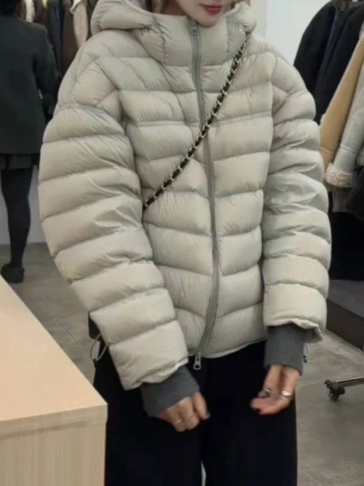 

Trendy Pure Color Design Hooded Long Sve Cotton Jaet Women's Faionable Versatile Slimming Trendy Clothing Commute Sle