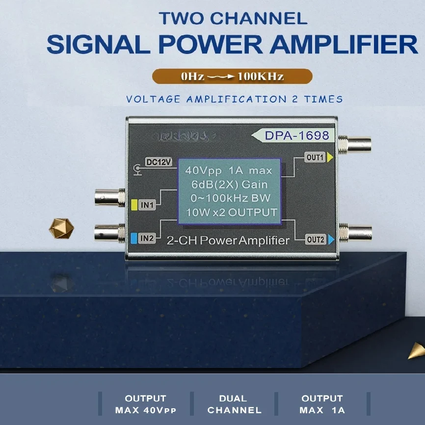 

DPA-1698 DPA1698 High Power Dual Channel Power Amplifier Bandwidth 100KHz DDS Function Signal Generator DC Power Output 40Vpp