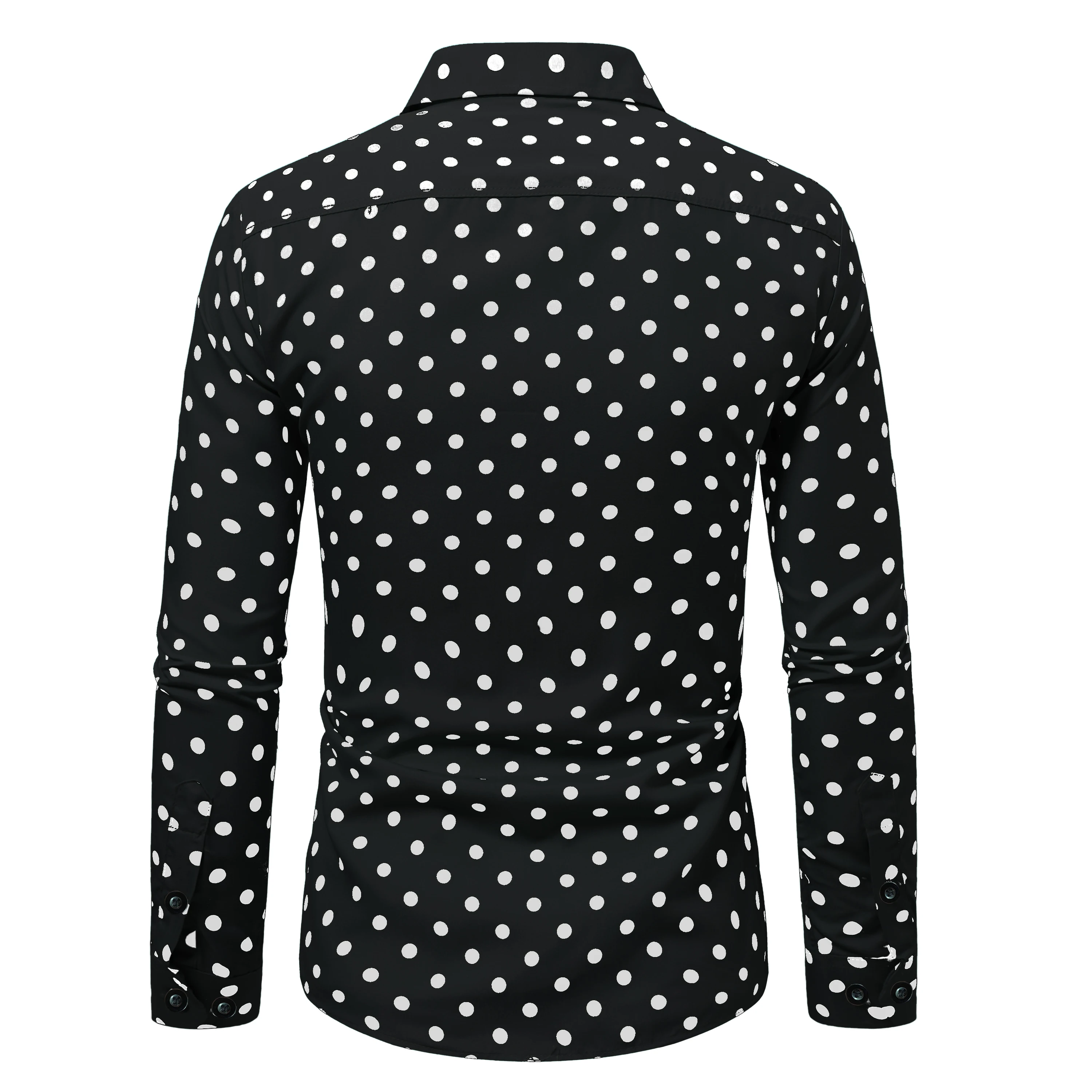 FGKKS 2023 New Brand Men\'s Polka Dot Shirts Long Sleeve Shirts Male Slim Fit Business Casual Floral Dress Man Shirt