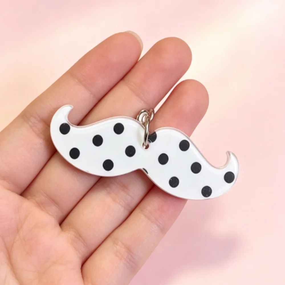 Acrylic Keychain Charm Cute Star Clasp Keychain Cartoon Mustache Keychain Lightweight For Daily Decoration Family Gift Handbag