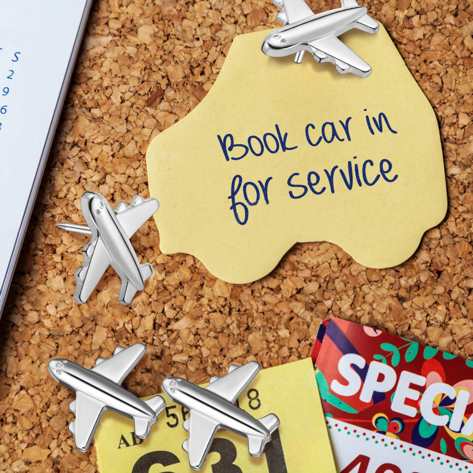 24 قطعة دبابيس دفع طائرة معدنية قسط دبابيس ضغط الزخرفية مسامير الإبهام للوحة الفلين لوحة الإعلانات صور دبوس مكتب