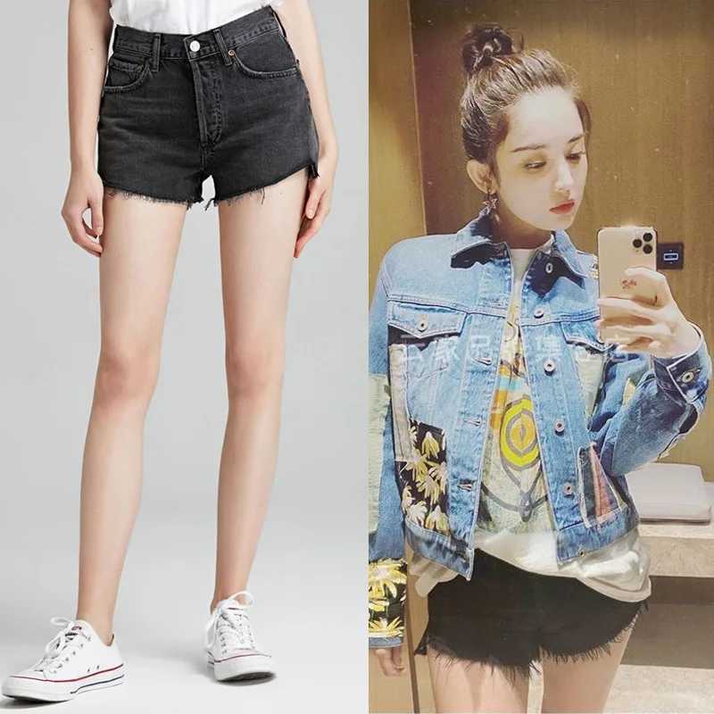 

Denim Shorts For Women 2024 New Spring/Summer High Waist Step Hem Ripped Casual Style Runway Design High Quality Designer