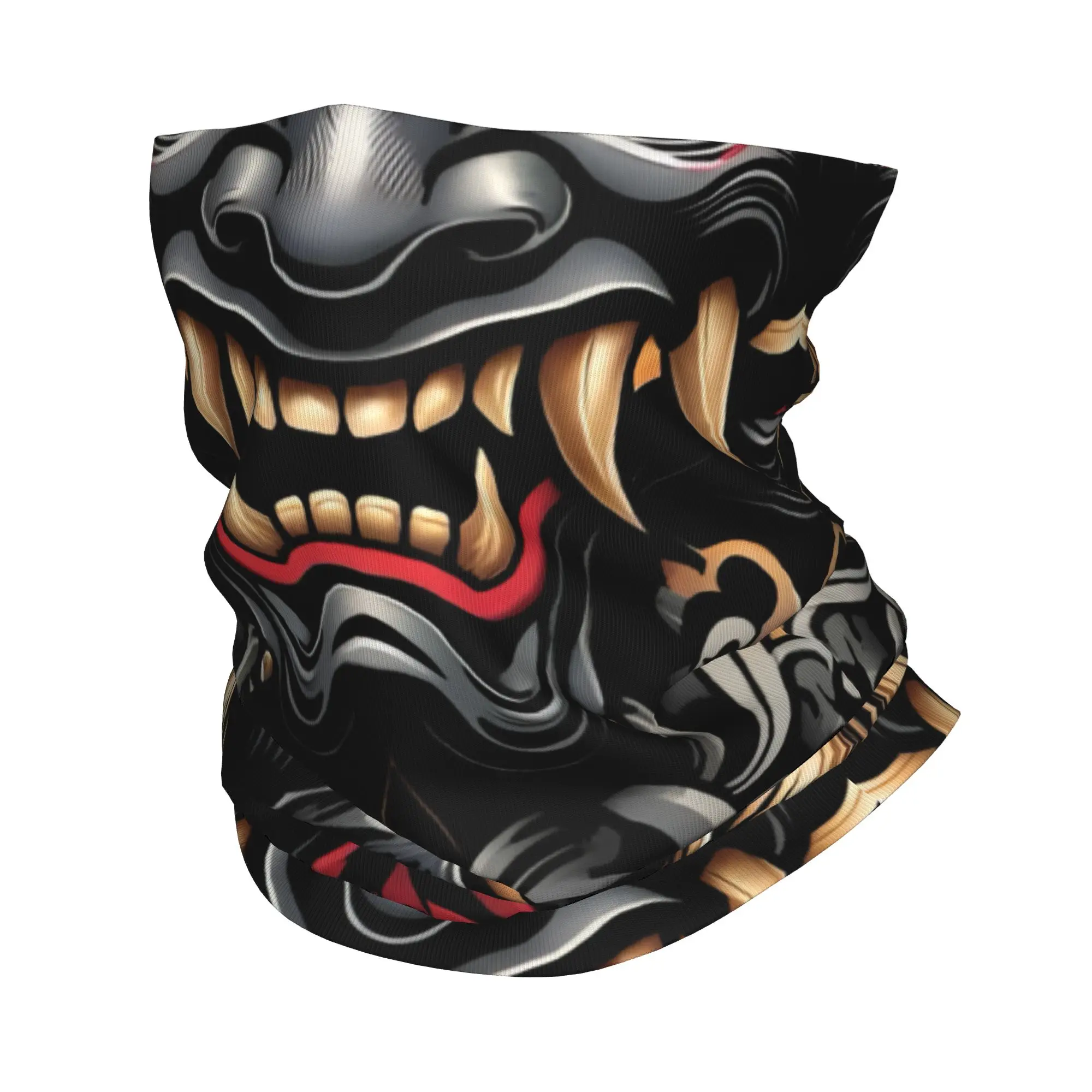 Custom Tattoo Style Oni Bandana Neck Gaiter for Hiking Hunting Men Women Wrap Scarf Hot Headband Warmer