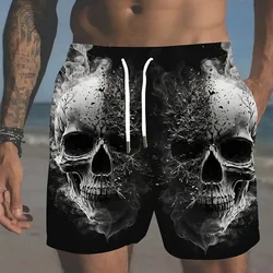 New Men's Beach Pants Split Skull 3D Printed Men's Shorts Summer Casual Breathable Shorts Men's Clothing Bermuda Men's Shorts