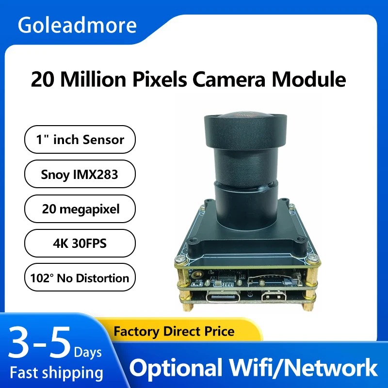 

4K 60FPS IMX283 20MP Camera Module 1" inch CMOS Sensor Machine Vision Camera WIFI Ethernet Board HDMI UAV DIY Camera Module