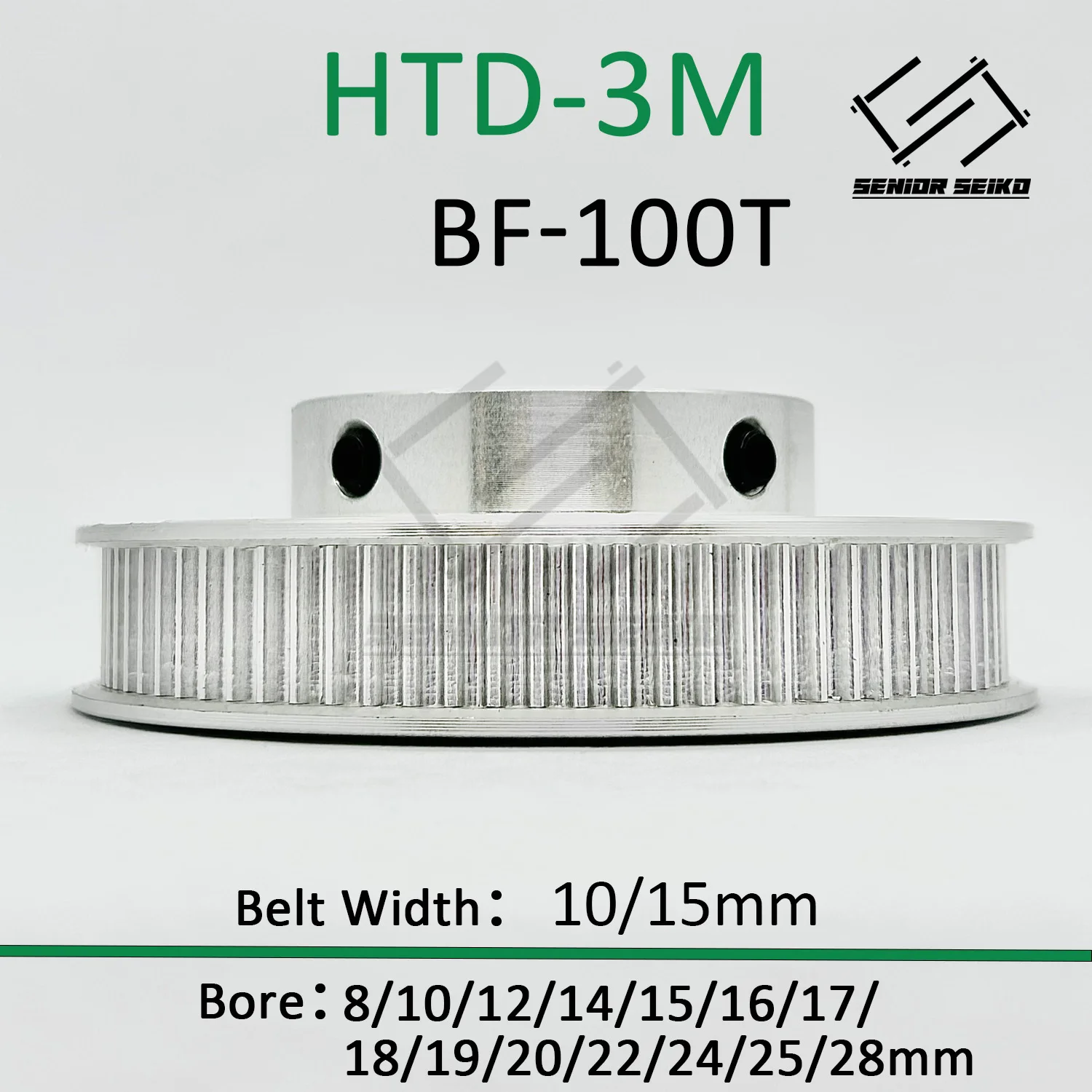 

HTD3M 100T Timing Pulley 100Teeth Belt Width 10/15mm Bore 8/10/12/14/15/16/17/18/19/20/22/24/25mm Synchronous Wheel Belt Pulley