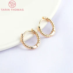 (5504) 13MM 24k Gold Color Brass Round Hemp Rope Earrings DIY High Quality Jewelry Making Findings Accessories Wholesale