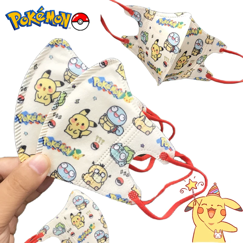 50Pcs Cartoon Pokemon Pikachu 3D Children\'s Masks Kawaii Kids Disposable Dust Mask Traveling Street Triple Layer Disposable Mask