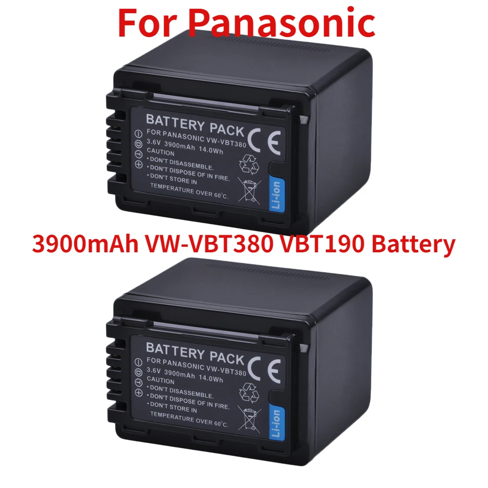 

For Panasonic HC-V800K HC-VX1K WXF1K HCV510 HC-V710 HC-V720 HC-V750 HC-V760 HC-V770 3900mAh VW-VBT380 VBT190 Battery