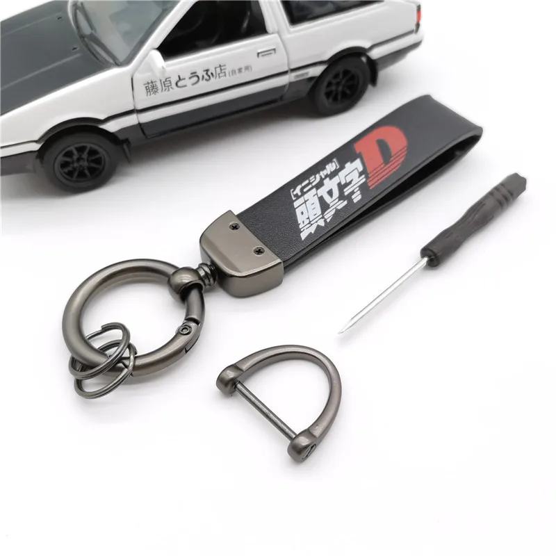 Initial D Fujiwara Tofu Metal Keychain Pendant JDM Car Motorcycle Key Ring Safety Lanyard Auto Parts