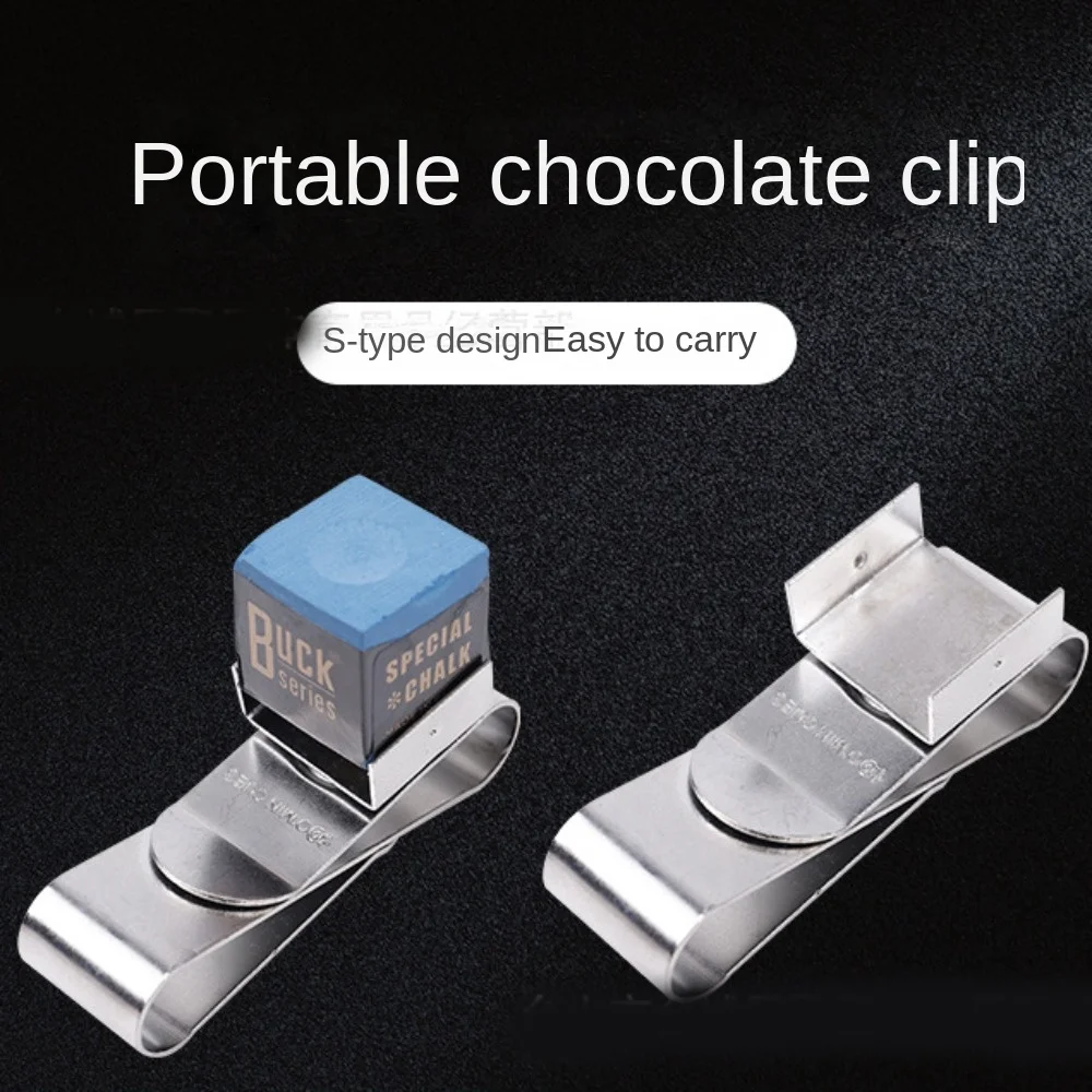 

S Shape Magnetic Chocolate Clip Stainless Steel Magnetic Pool Cue Chalk Holder Silver Professional Snooker Cue Chalk Clamp