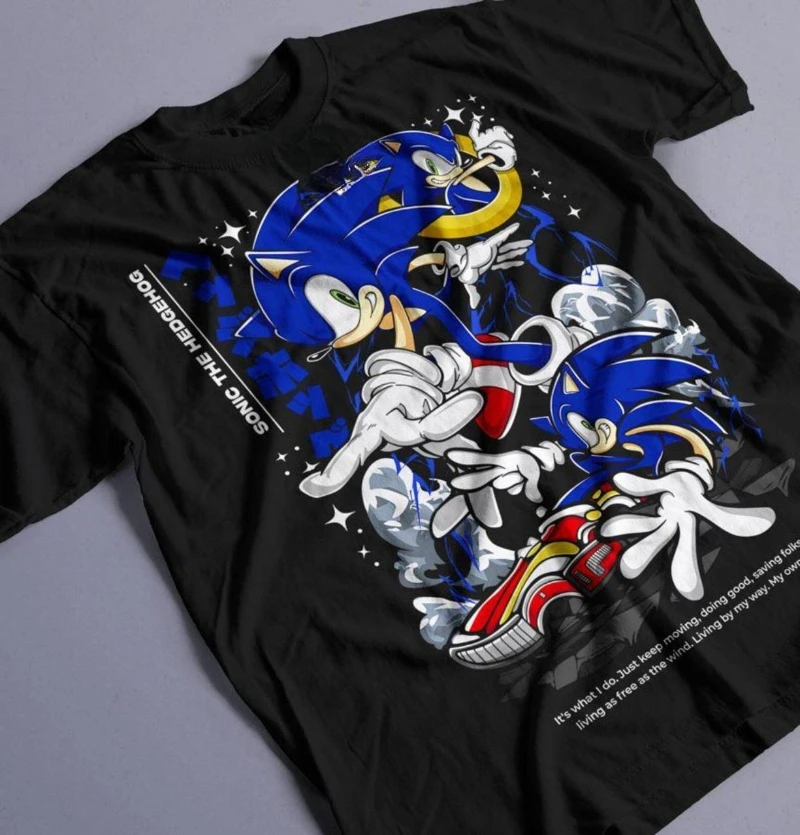 Camisa japonesa inspirada en Sonic, camiseta Sonic Adventure 2, camiseta Unisex de Sonic The Hedgehog, ropa informal japonesa única