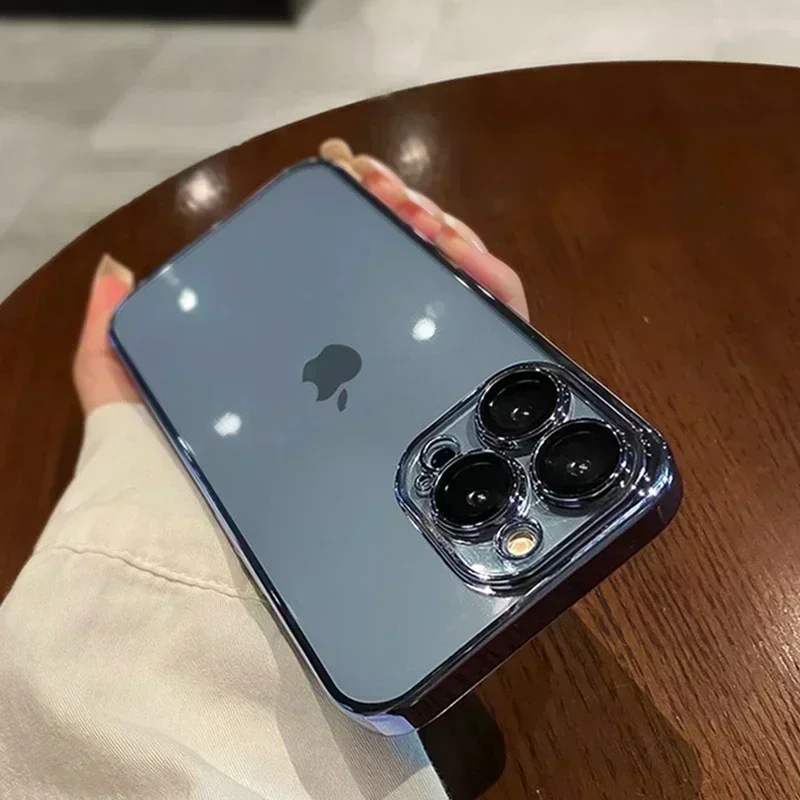 Funda transparente de lujo para iPhone 15, 14, 13, 12, 11 Pro Max, funda trasera de silicona a prueba de golpes, accesorios 15 14 Plus, fundas bonitas y transparentes