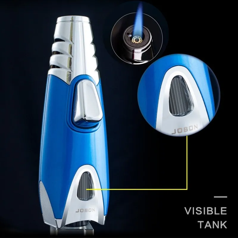 JOBON Creative Cigar Lighter Windproof Metal Turbine Direct Injection Gas Lighter Welding Torch Gun Candle Stove Igniter for Men