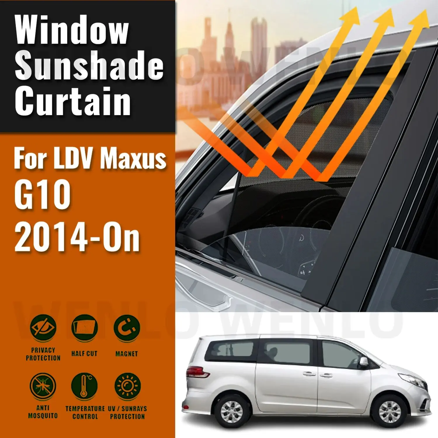 

For LDV Maxus G10 2014-2020 2021 2022 2023 Car Sunshade Magnetic Front Rear Windshield Curtain Side Window Sun Shade Visor