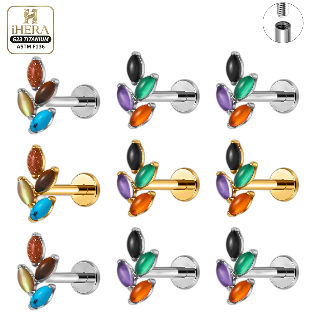 

G23 Titanium Lot Multi Stone Petal Lip Ring Jewelry Nostril Stud Monroe Piercing Earring Cartilage Tragus Lobe Body Piercing