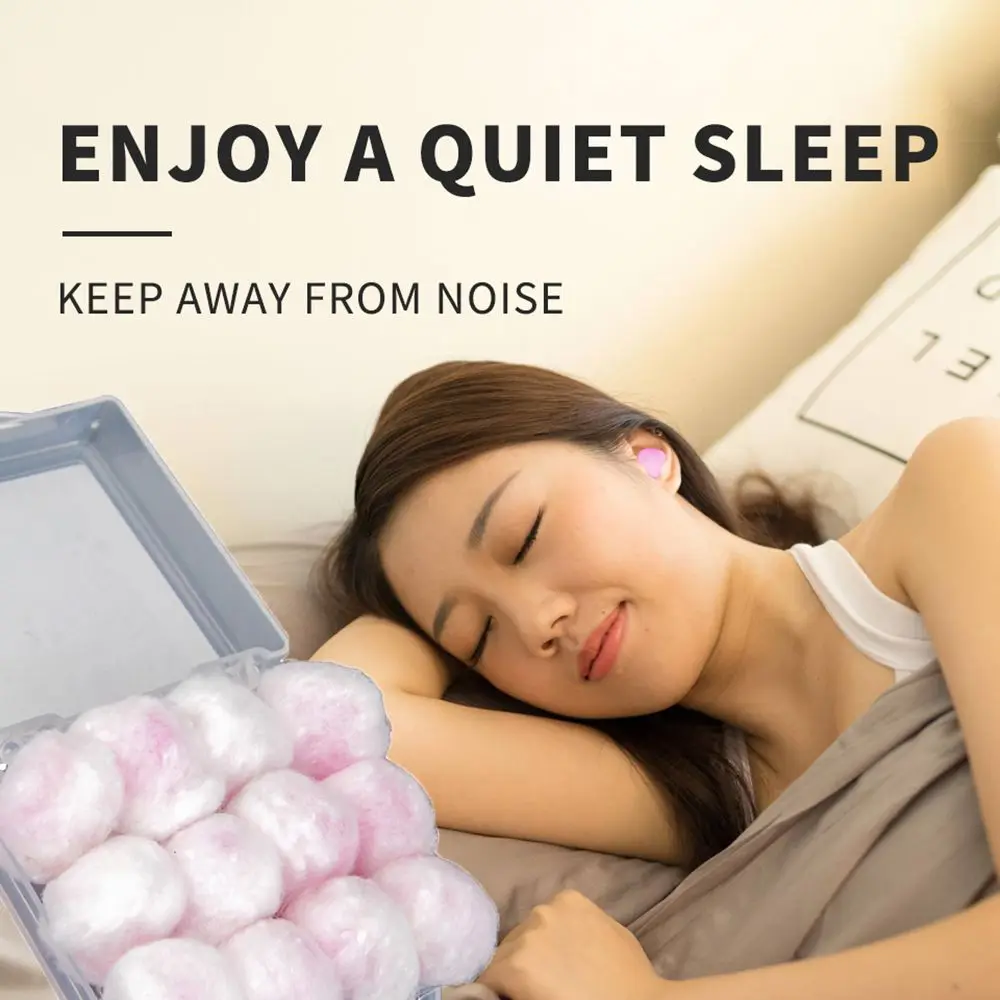 2/4/6/12/20PCS Unisex Soft Wax Cotton Earplugs Kneadable Wax Ear Plugs Airplane Sleeping Snoring Noise Reduction Nose/Ear Clips