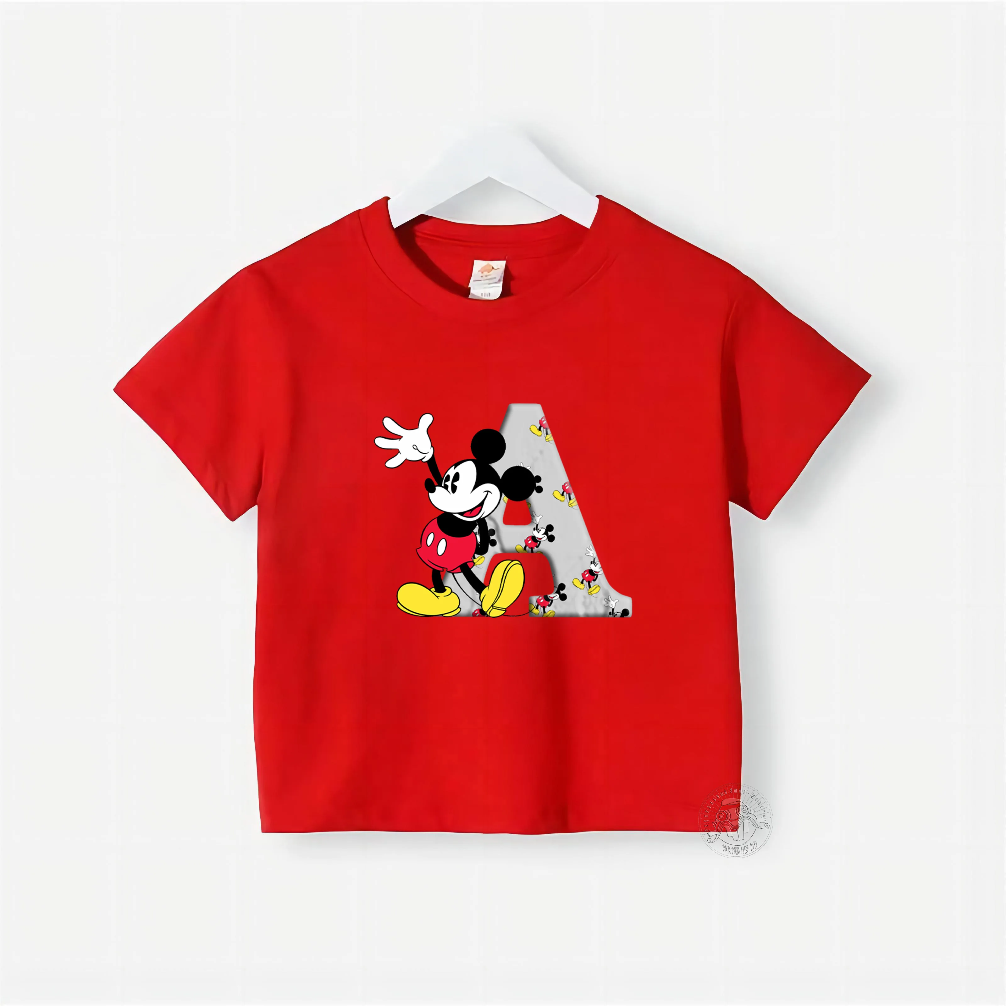 Cotton children cute baby cartoon cartoon letters printed short-sleeved T-shirt summer 2024 new children boys and girls on cloth