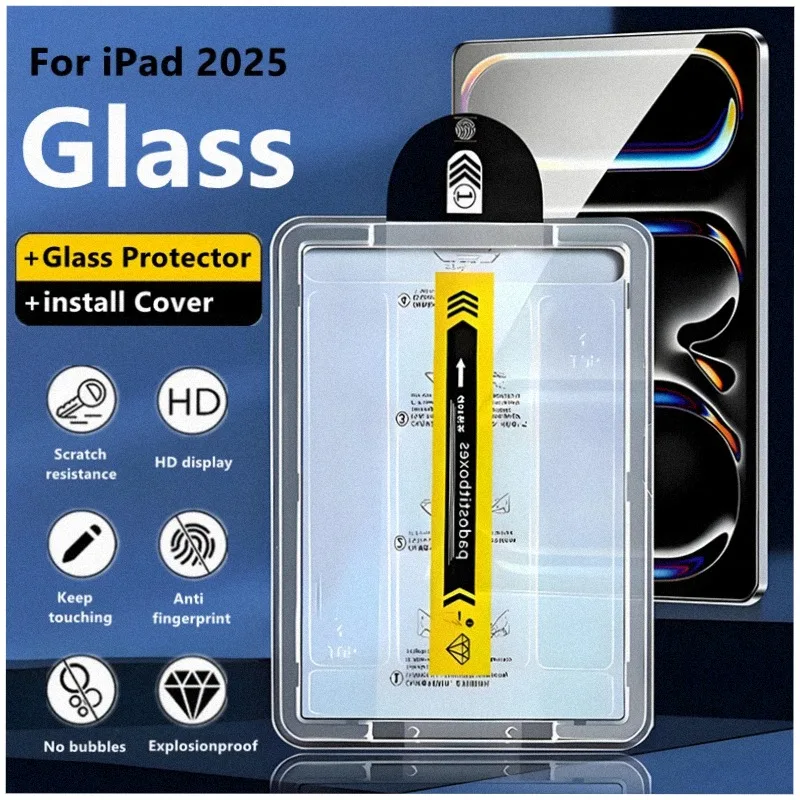 Dust Free Easy Installation Tempered Glass For iPad Air 13 11 10 12.9 M4 M3 A16 Pro Mini 7 6 5 Screen Protector Film Accessories