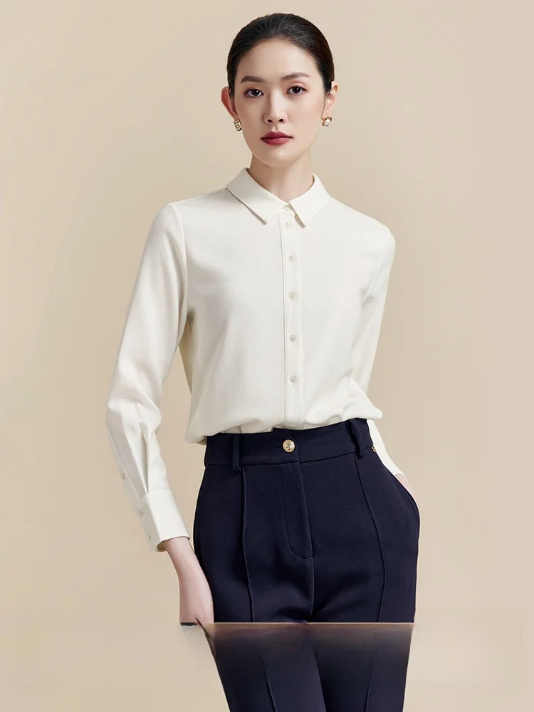 

CVANEA Autumn Winter High-Defn Classic Long Sve Camere irt Women's Warm Sli Button-Up Knitwear Straight Cut