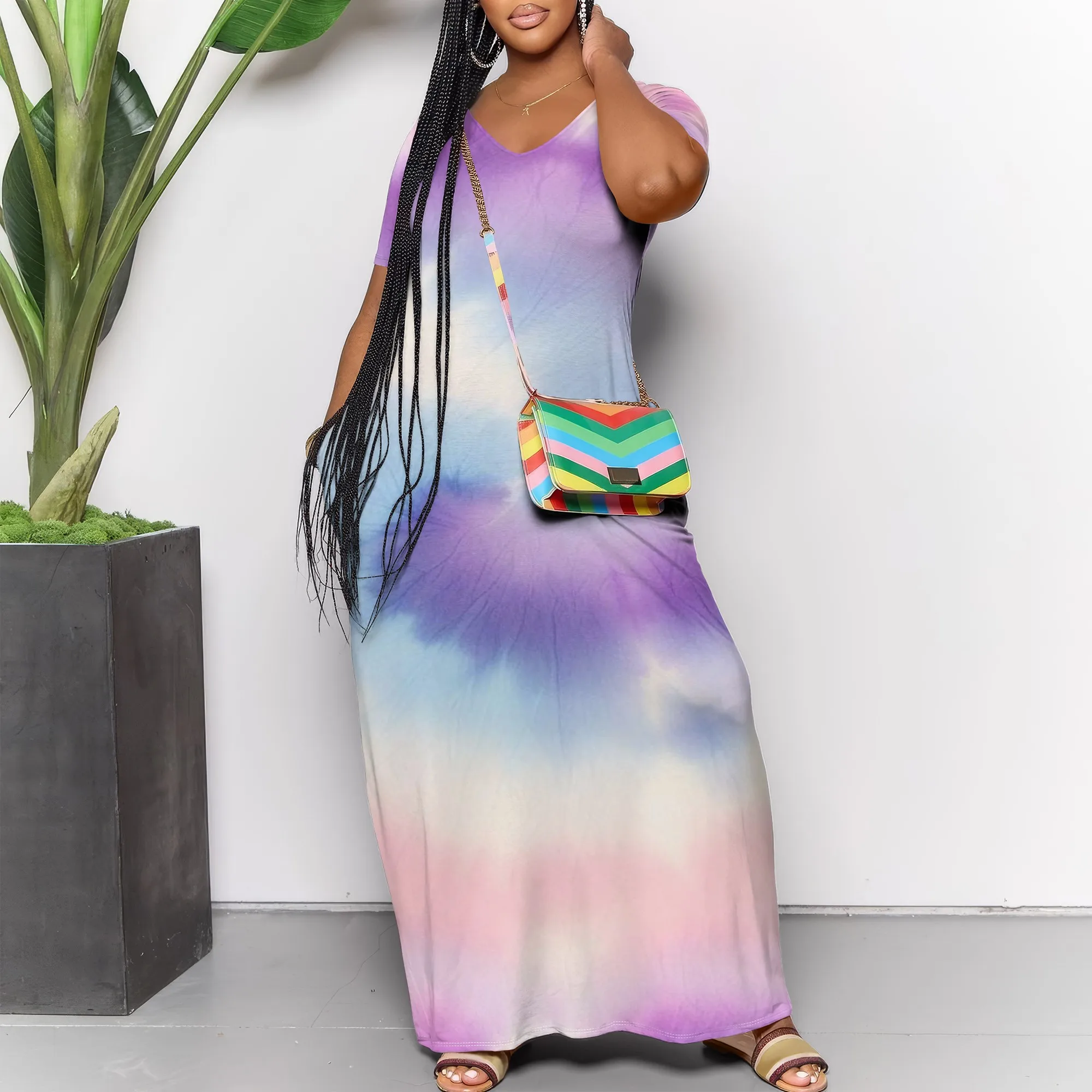 

Women's Abstract Maxi Dress Flowy Loose Fit Festival Artistic Casual