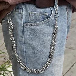 Punk Rock silvery Unique Metal Minimalist  Keychains for Men Women Trendy Hip Hop Waist Pants Chain Jeans