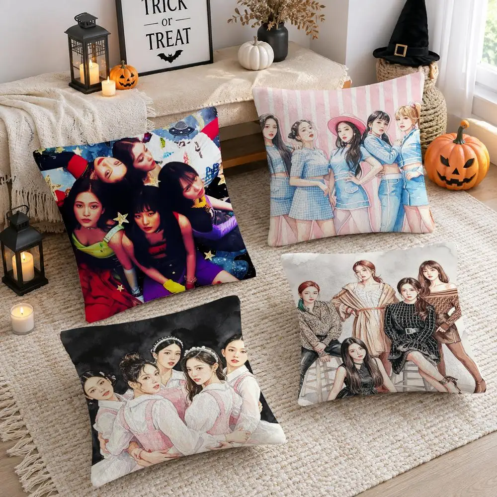 Kpop Group R-Red Velvet Cushion Cover Soft Plush Cushion Case Throw Pillowcase Cozy Home Sofa Bed Living Room Decor