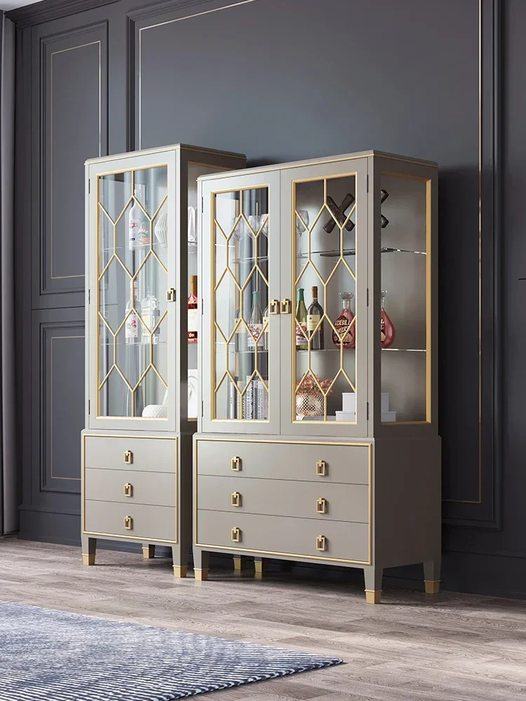 

Стеклянная дверь, винный шкаф, настенная гостиная, дом, новая витрина из цельного дерева, высококачественный шкаф для хранения вина, ликер